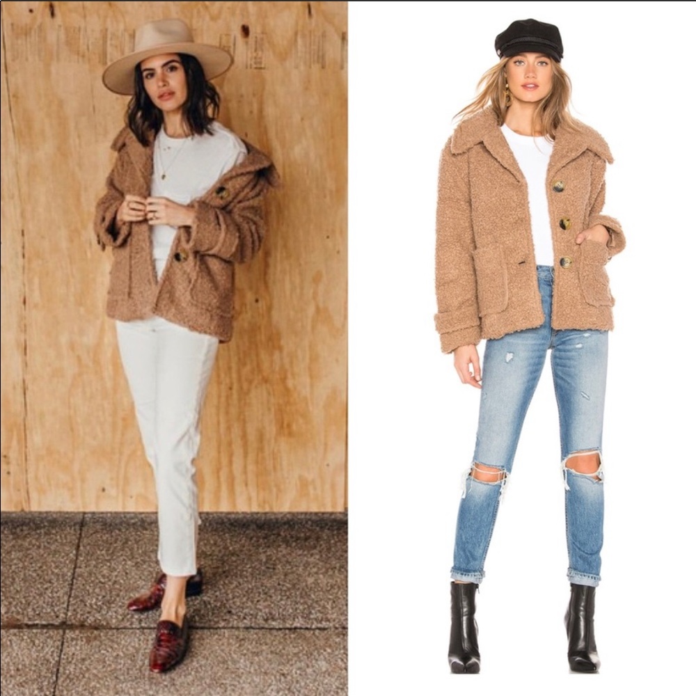 Chestnut Brown Free People So Soft Cozy Peacoat - Picture 8 of 8